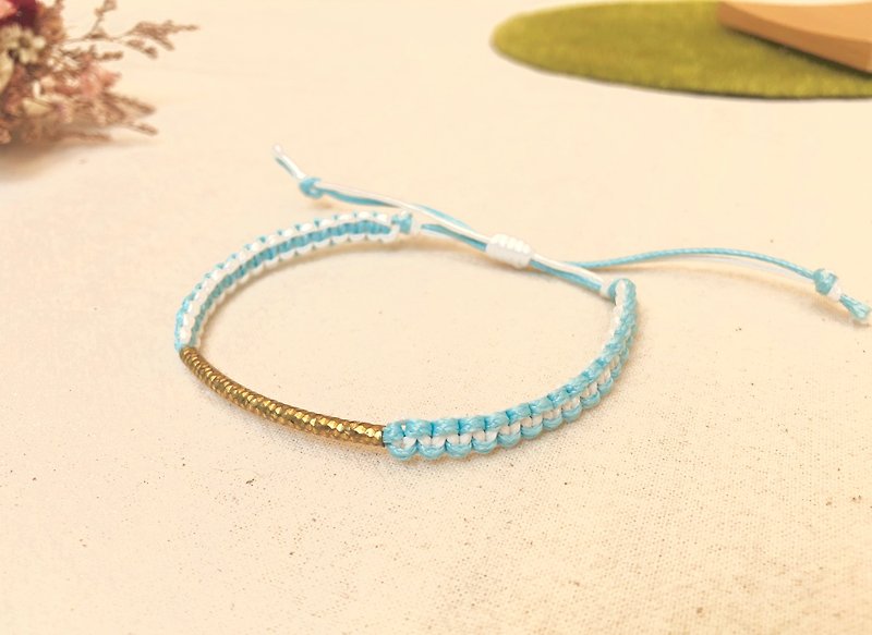 Japanese two-color brass rope knitting series (bracelet/foot ring) - สร้อยข้อมือ - วัสดุกันนำ้ สีน้ำเงิน