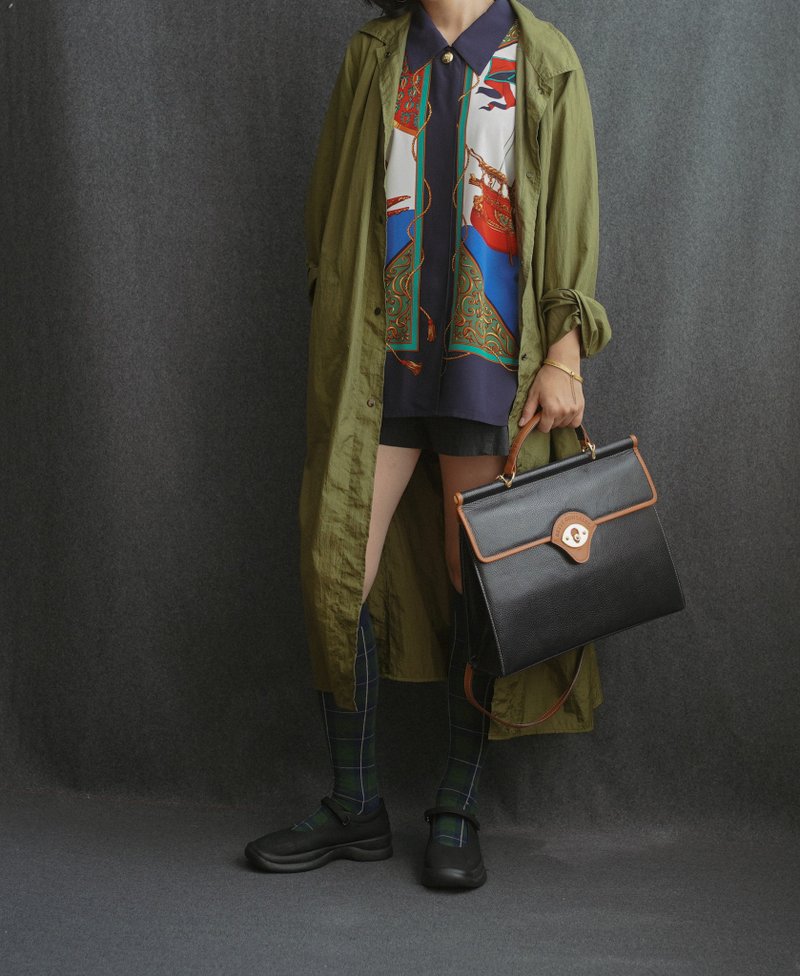 墨綠薄風衣外套復古古着古著外套vintage - 女大衣/外套 - 聚酯纖維 綠色