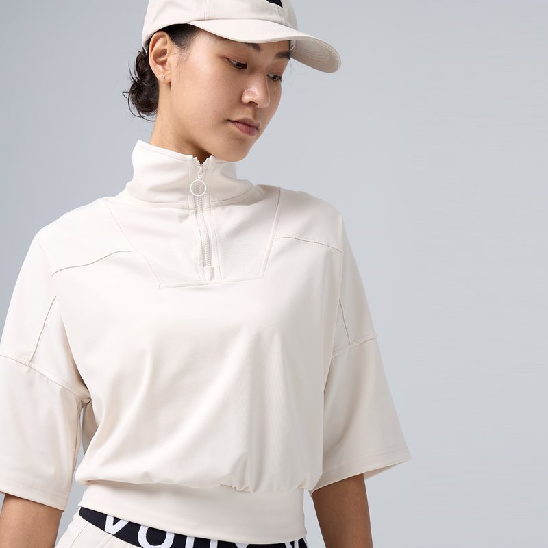 REBOOT動能-拉鍊AIR POLO休閒上衣-白樺木 - 女 T 恤 - 聚酯纖維 白色