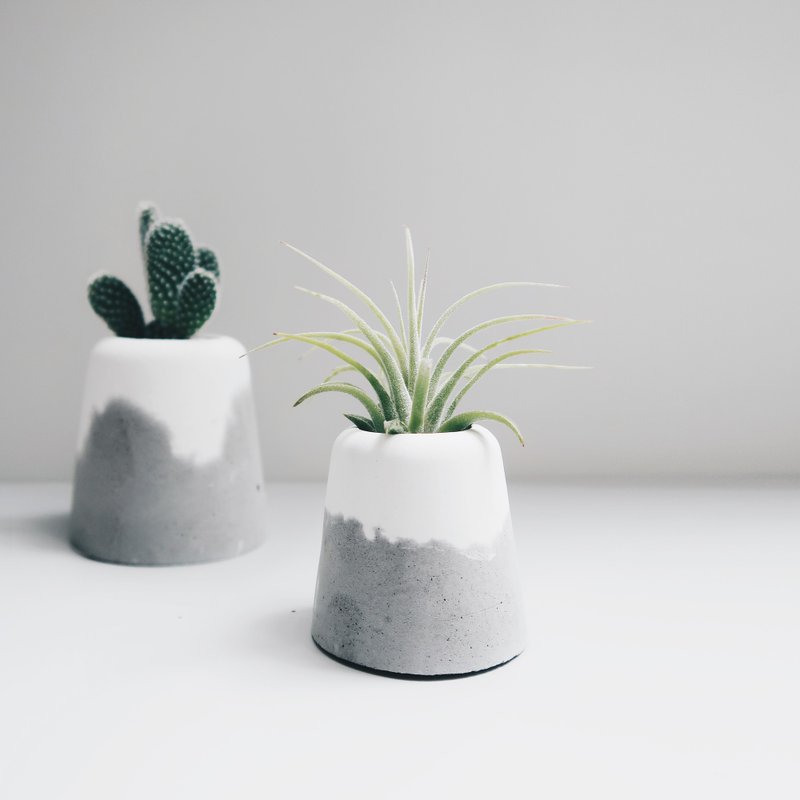 SNOW VOLCANO 雪火山 | 雙色雪景水泥盆器・筆座・牙刷架 - 收納箱/收納用品 - 水泥 白色