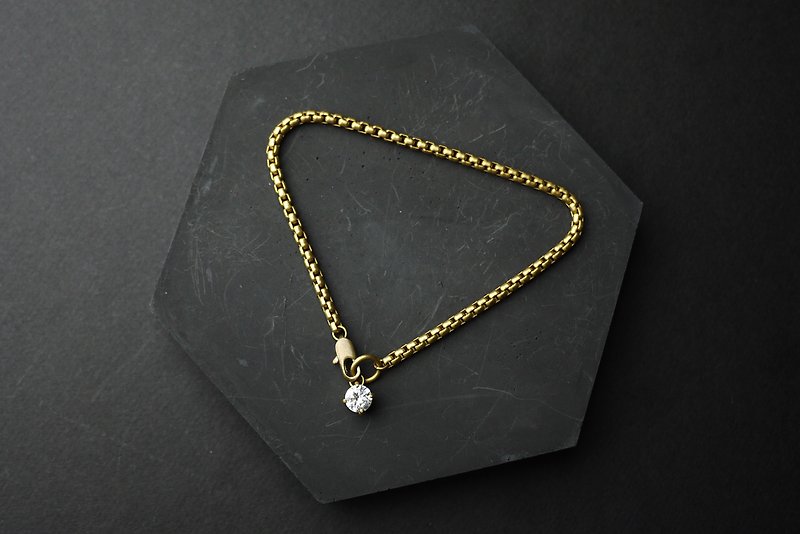 Round Diamond Tail - Brass Bracelet - สร้อยข้อมือ - โลหะ สีทอง