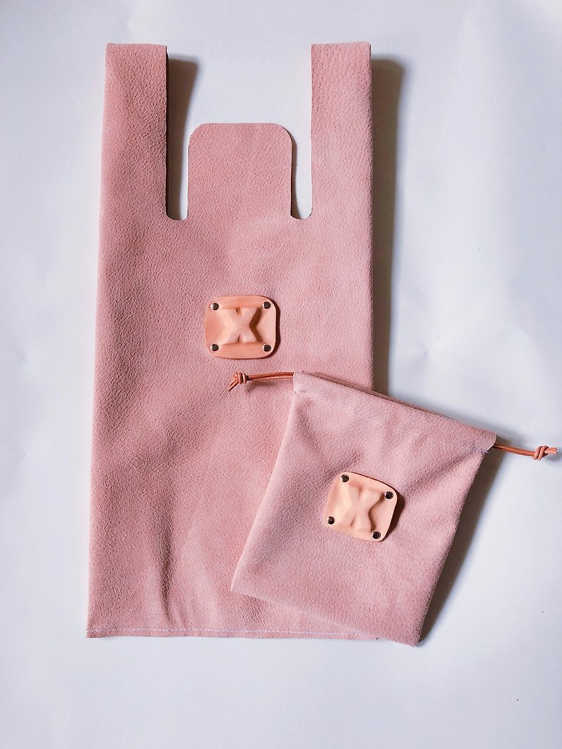 環保麂皮手提袋組合 - 手袋/手提袋 - 真皮 粉紅色