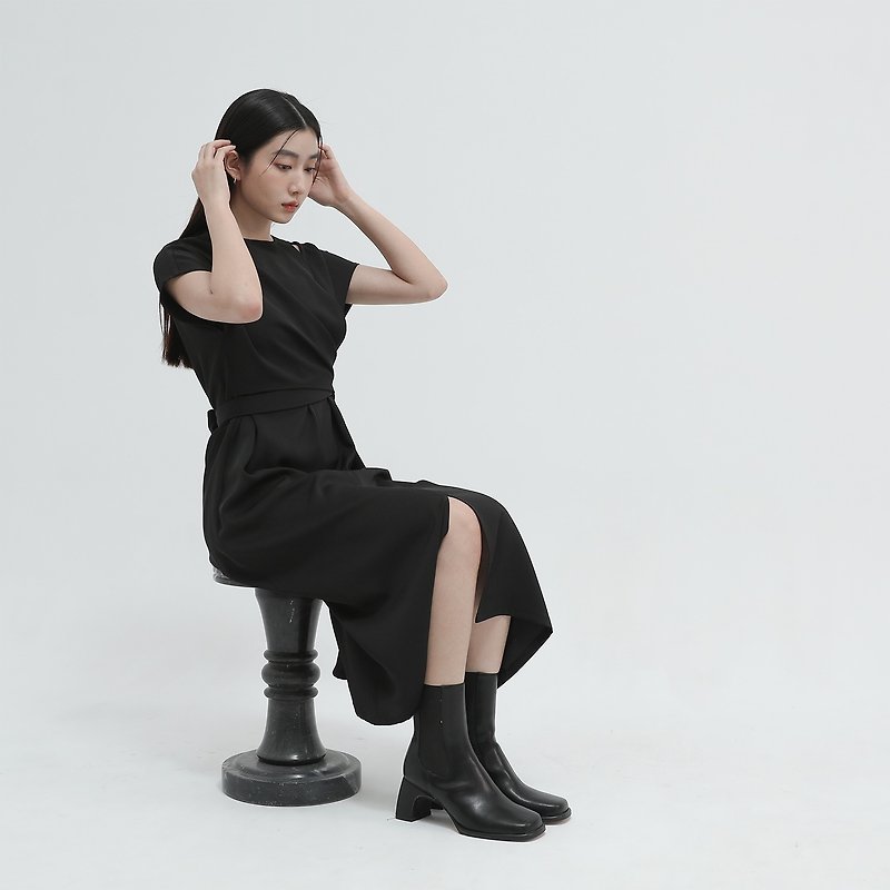 [Classic original] Yueshi_lunar eclipse basket strap dress_CLD027_black - One Piece Dresses - Polyester Black
