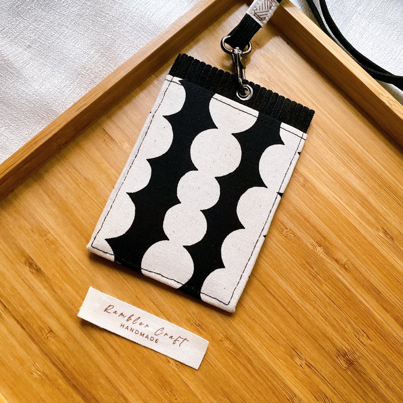 ID card holder, identification card holder, easy-to-use card holder, hanging neck card holder, card holder, perfect black model - ที่ใส่บัตรคล้องคอ - ผ้าฝ้าย/ผ้าลินิน 