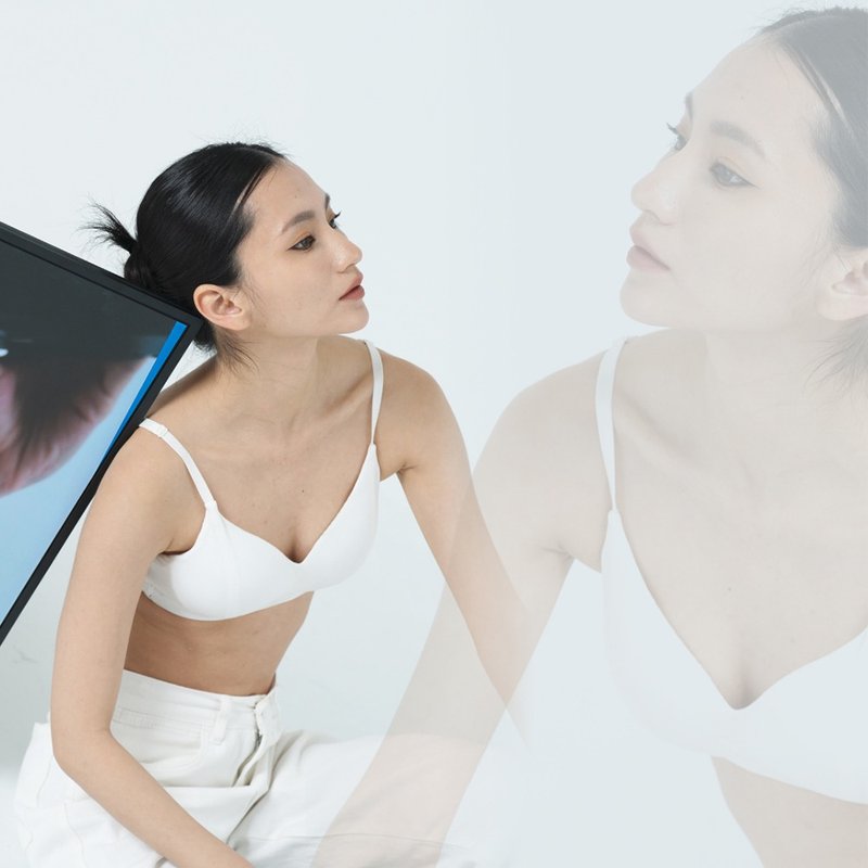 Bra Top涼感細肩無鋼圈內衣-白色 - 女內衣褲 - 其他人造纖維 白色