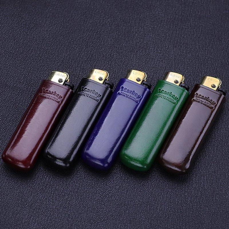 Grasshopper ceicket lighter leather case first-layer cowhide protective cover genuine leather hand-shaped to fit the mirror texture - อื่นๆ - หนังแท้ หลากหลายสี