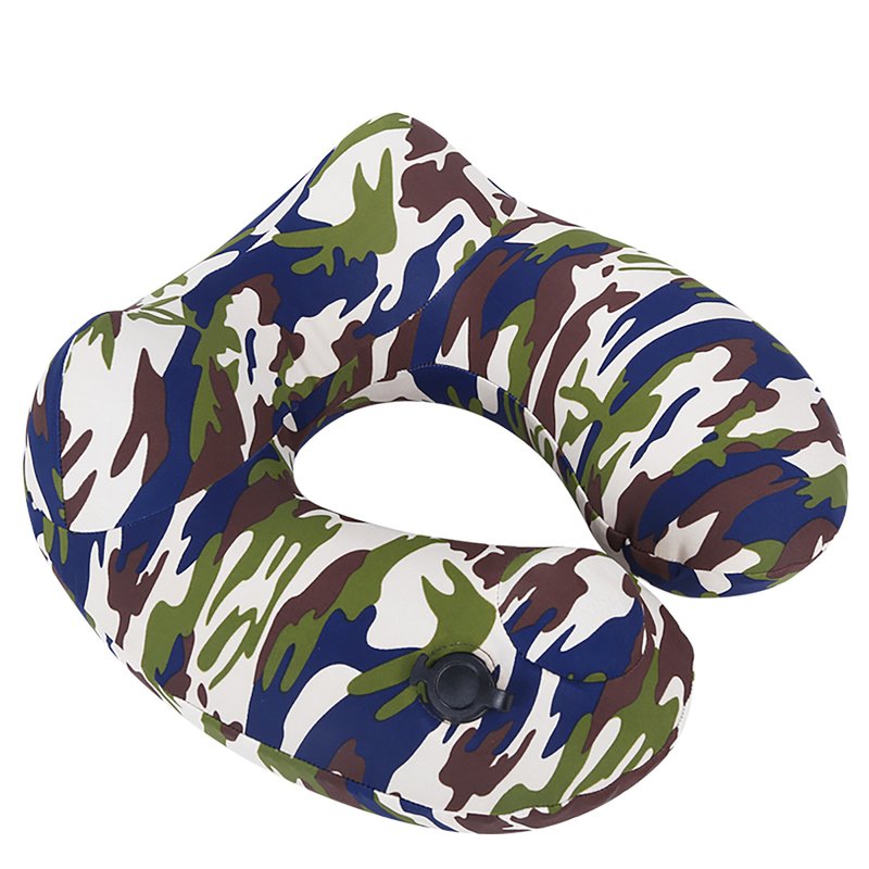 Travelmall Switzerland Inflatable Neck Pillow With Patented 3D Pump, Camouflage - Neck & Travel Pillows - Polyester Multicolor