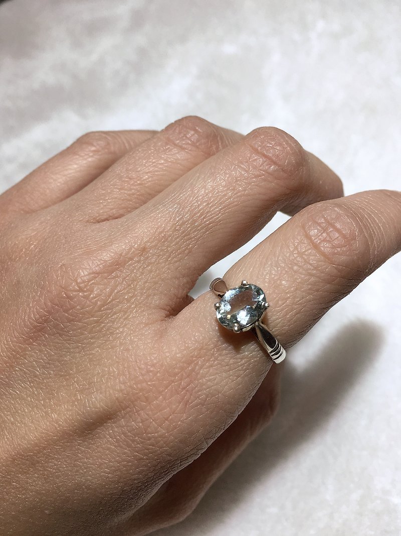 海藍寶石 戒指 尼泊爾 手工製 925純銀材質 - 戒指 - 寶石 