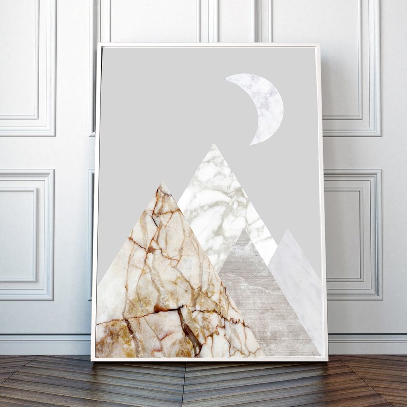 Abstract Gray Mountain Landscape Art Decor for Kids Room - 壁貼/牆壁裝飾 - 紙 