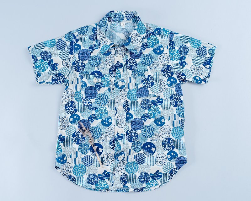 Heze bubble shirt hand made non-toxic children's shirt Japan - เสื้อยืด - ผ้าฝ้าย/ผ้าลินิน สีน้ำเงิน