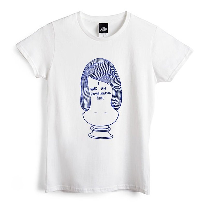 Experimental spirit girl - white - female version of T-shirt - เสื้อยืดผู้หญิง - ผ้าฝ้าย/ผ้าลินิน ขาว