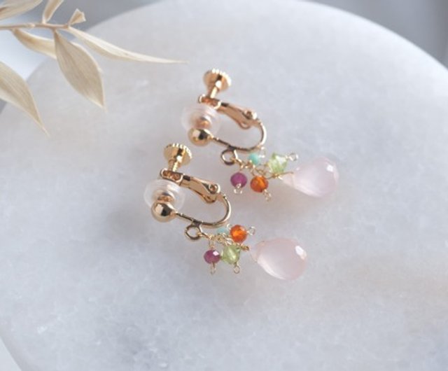 ポメころび◆ボタニカルカービング✧モスアゲート×ブルーカルセドニー ピアス 楽天市場】アクアカルセドニー スイスブルートパーズ ピアス