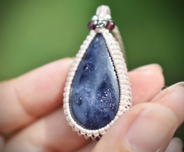 アイオライト　マクラメ　ネックレス 藍色ライン☆アイオライト マクラメネックレス1280 ネックレス