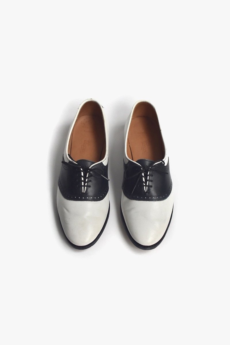 90s American Jazz Music Shoes | Allen Edmonds Saddle US 7B EUR 3637 - Women's Oxford Shoes - Genuine Leather White