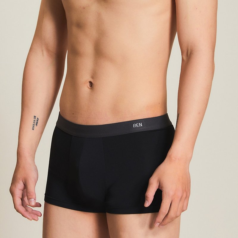 Comfortable mid-rise flat pants - Men's Underwear - Cotton & Hemp Black