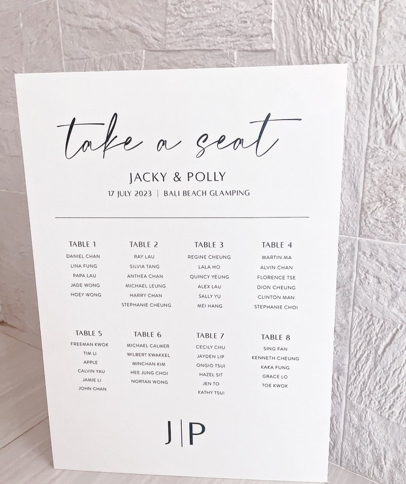 客製 黑白婚禮賓客座位牌 ACRYLIC WEDDING SEATING PLAN - 相框/畫框 - 壓克力 金色