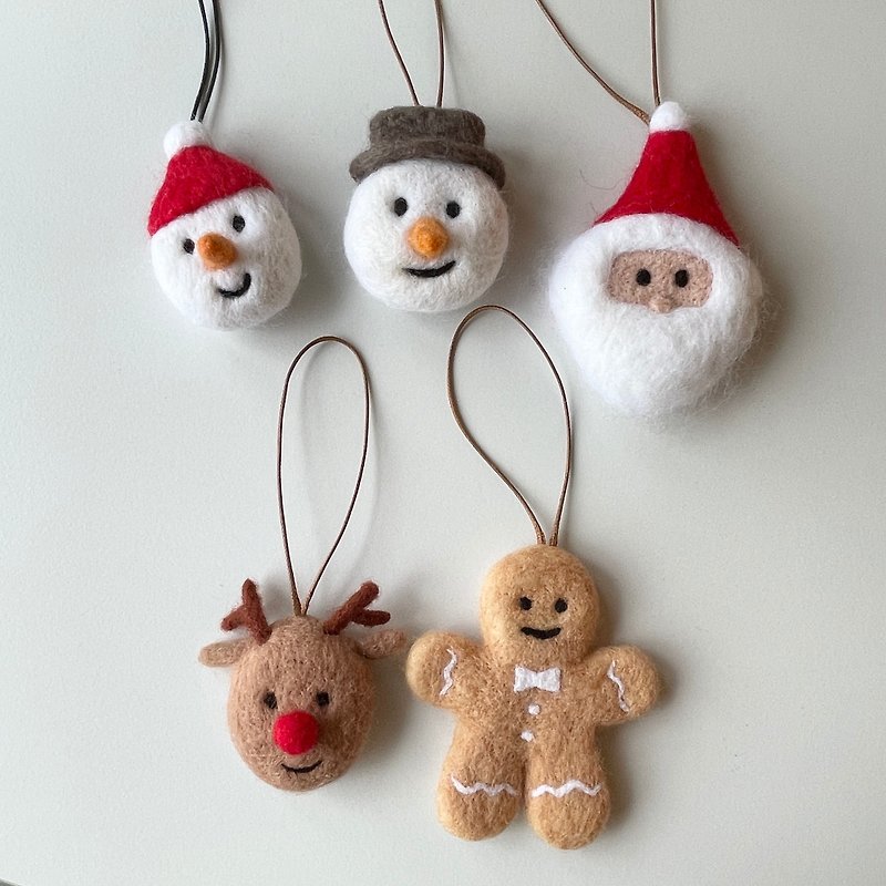 Christmas gift Christmas wool felt hanging ornament - ของวางตกแต่ง - ขนแกะ หลากหลายสี