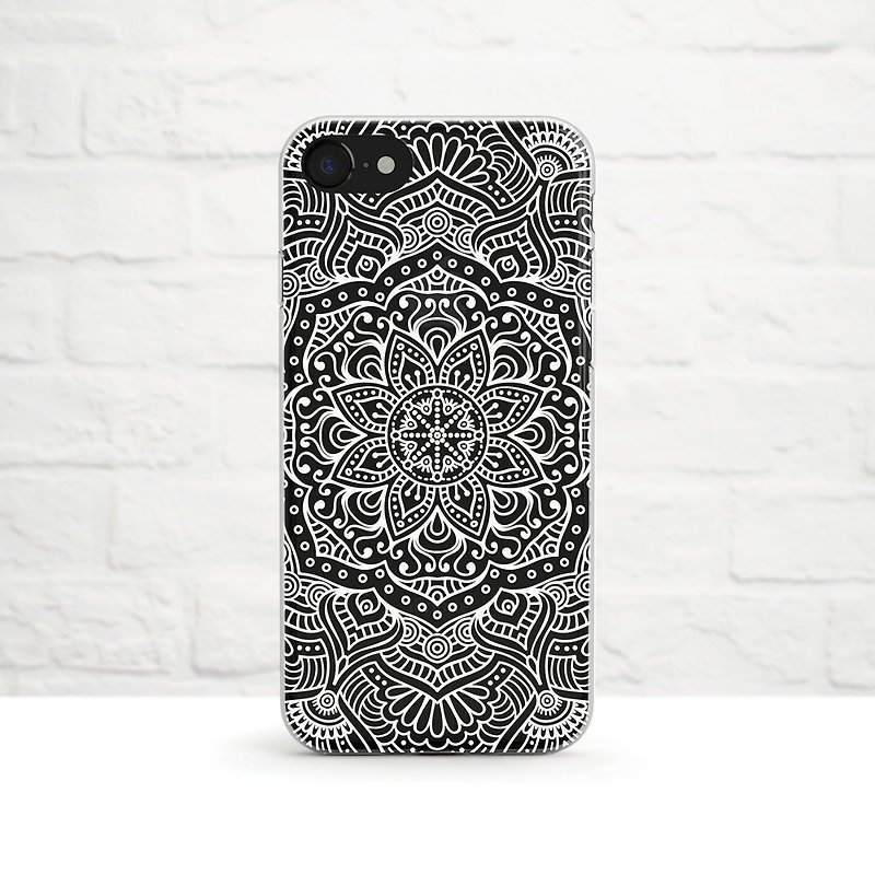 Mandala, White, Clear Soft Case, iPhone series,  Samsung - Phone Cases - Rubber White