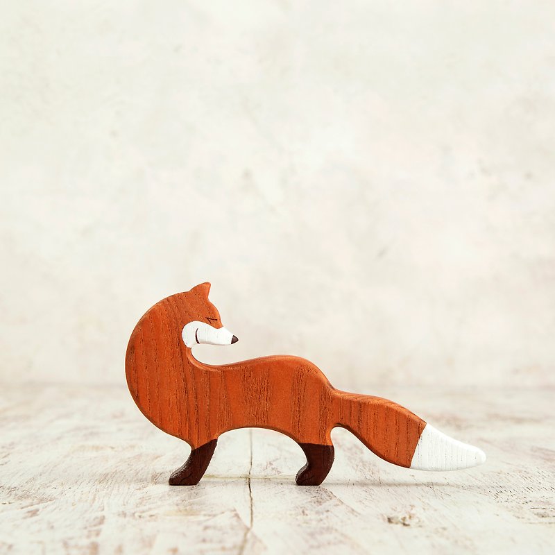 Wooden toy fox figurine Woodland animals - ของเล่นเด็ก - วัสดุอีโค สีส้ม
