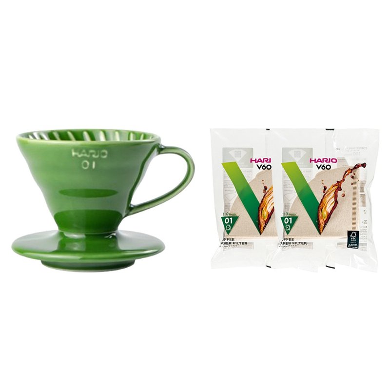 [Free 2 packs of filter paper] HARIO V60 Dark Fern Green 01 Rainbow Magnetic Filter Cup/VDC-01-DG-EX - Coffee Pots & Accessories - Pottery Green