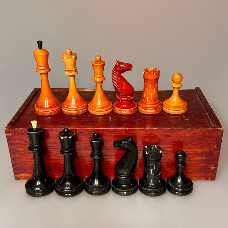 BFII chess set, Botvinnik - Flohr II, early vers. 1930s - บอร์ดเกม - ไม้ 