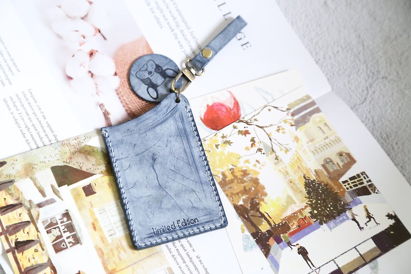 Miyuetang hand-sewn mist Wax vegetable tanned card holder can add English name for free - กระเป๋าสตางค์ - หนังแท้ 