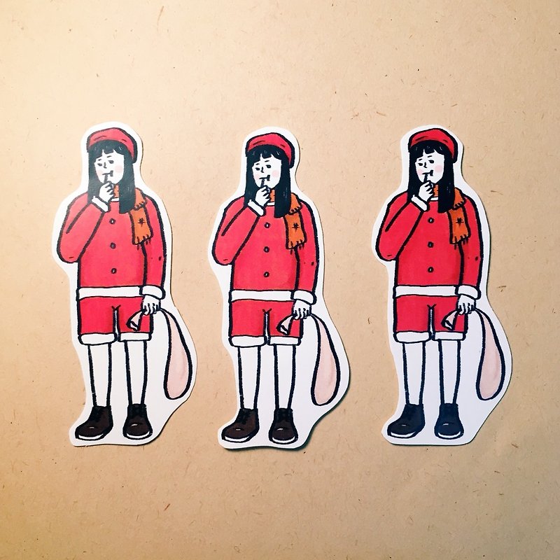 Christmas woman sticker on white (3 in) - การ์ด/โปสการ์ด - กระดาษ สีแดง