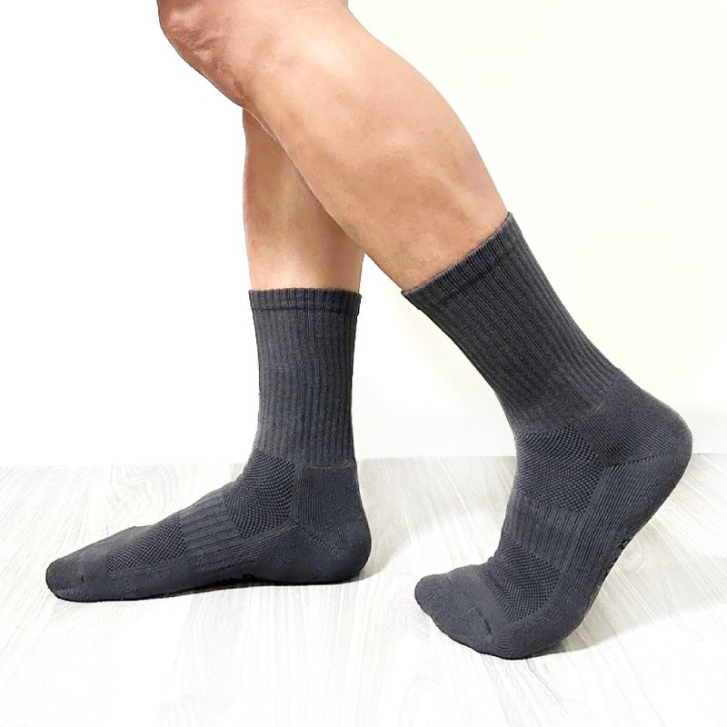 Towel Air Cushion Mid Socks | Men's and Women's Sizes | 3 Colors - ถุงเท้า - ผ้าฝ้าย/ผ้าลินิน สีเทา