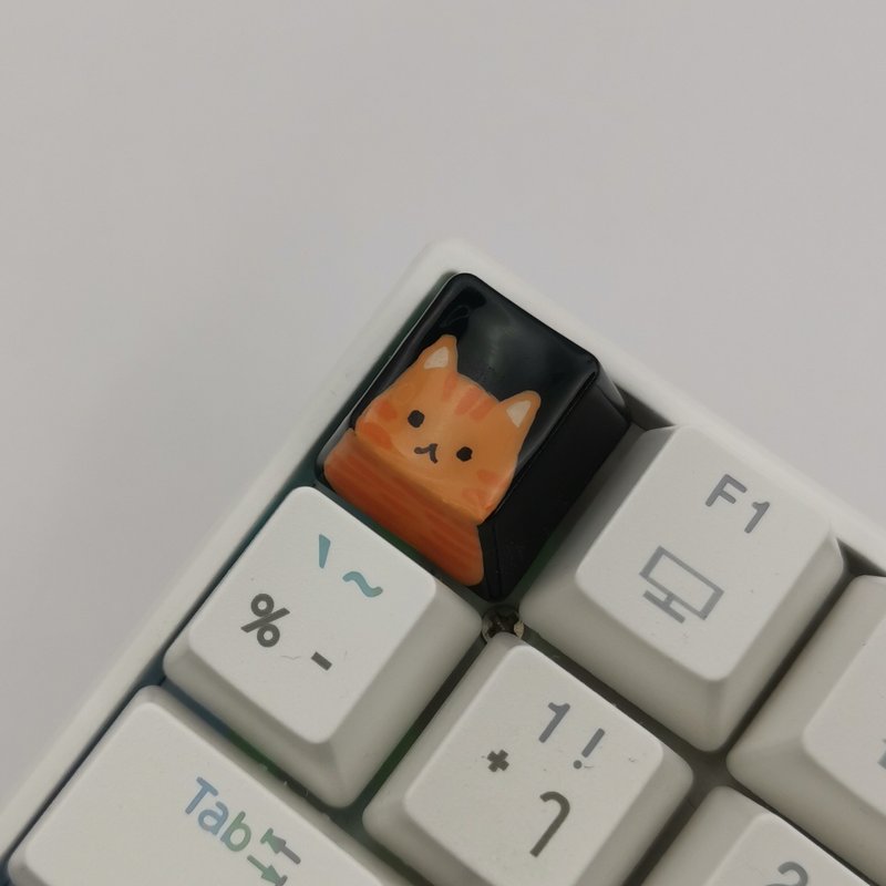 OEM keycap แมวส้ม Ginger cat on black PBT - อุปกรณ์เสริมคอมพิวเตอร์ - พลาสติก สีดำ