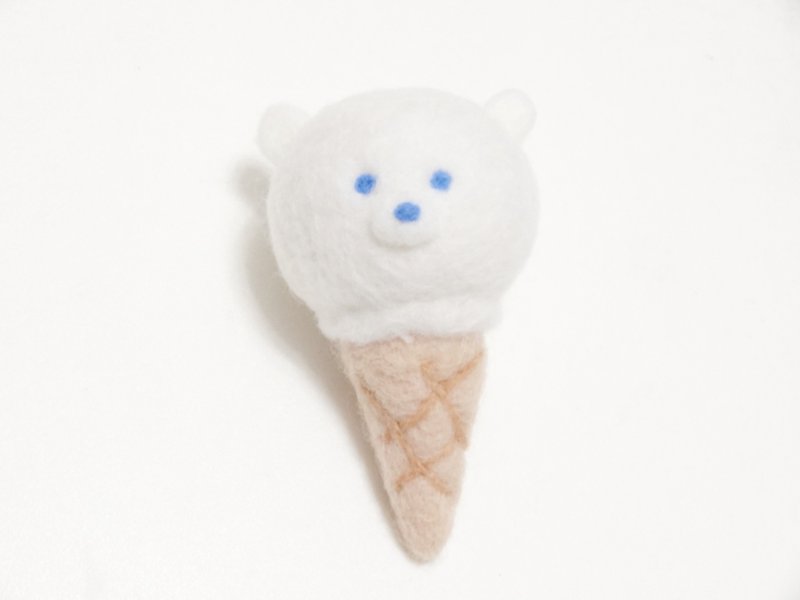 Polar bear ice cream-wool felt (key ring or pendant) - ที่ห้อยกุญแจ - ขนแกะ ขาว