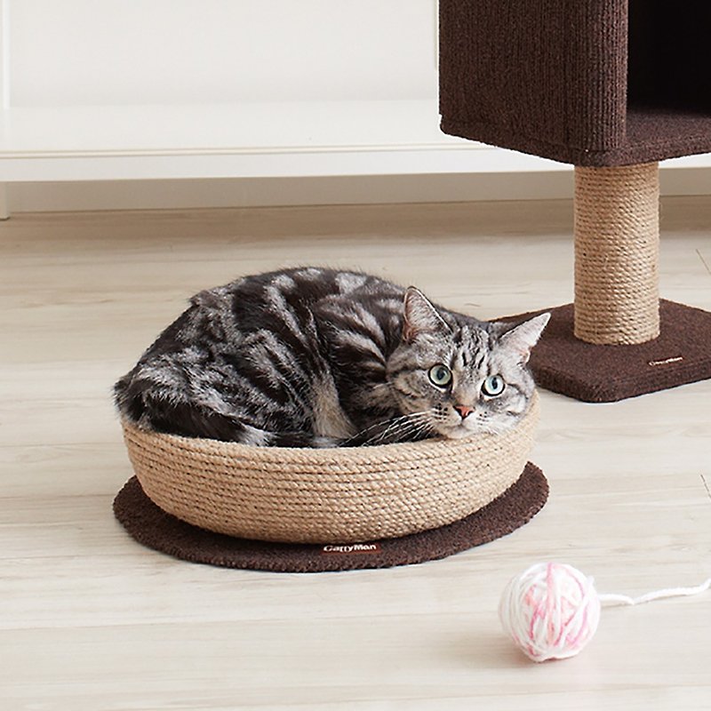 【日本CattyMan】貓抓抓遊戲麻繩圓床 - 貓跳台/貓抓板 - 棉．麻 