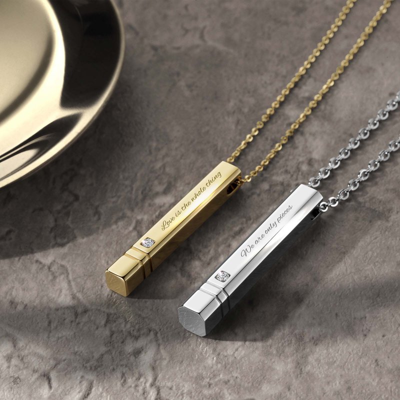 Puro Bar Customized Titanium Diamond Necklace (3 Colours) - สร้อยคอ - โลหะ สีเงิน