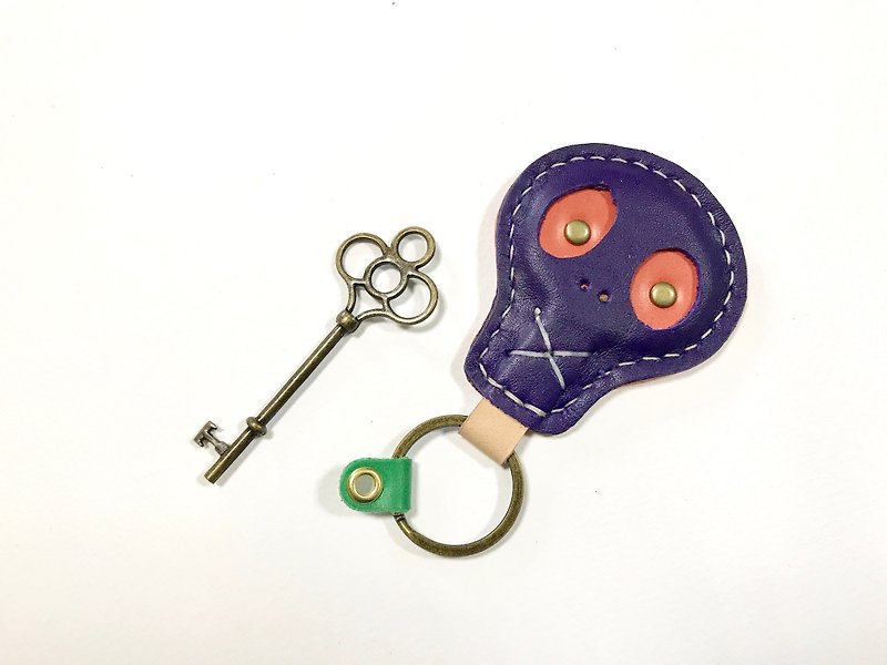 POPO│鬼月│骷髅Key ring│Real leather - ที่ห้อยกุญแจ - หนังแท้ สีส้ม