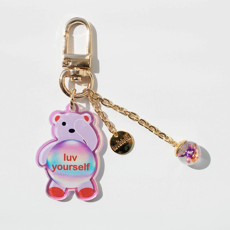 Shy bear Snowball Initial Key-ring - Keychains - Glass 