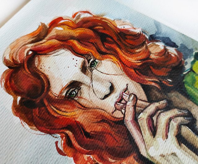 絵画 アート 女性像 イラスト 綺麗 かわいい インテリア 鉛筆画 赤 淡い-
