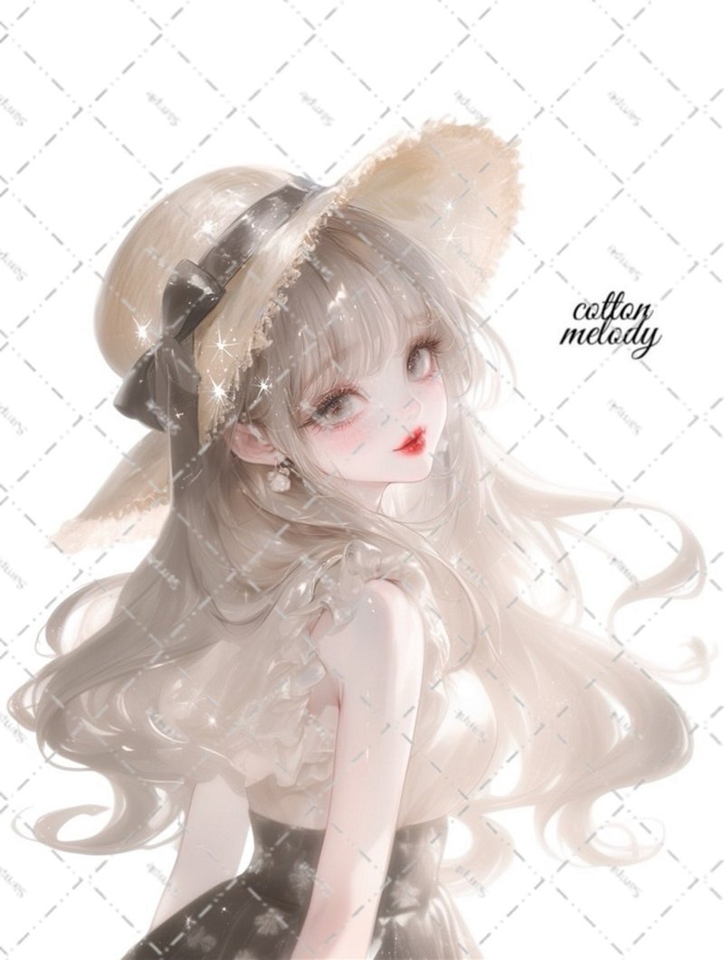 original sticker no.5633 人物ステッカー オリジナルステッカー 人物ステッカー 女の子ステッカー オリジナル人物ステッカー - 貼紙 - 紙 