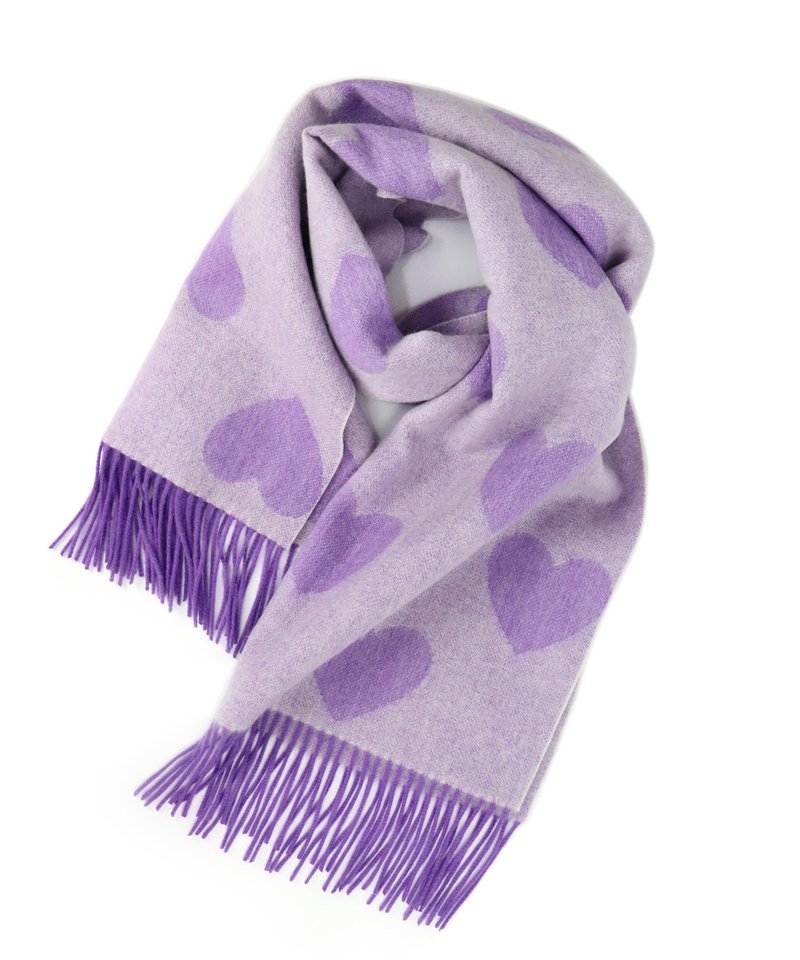 LOVE BOMB PATTERN MUFFLER - Scarves - Wool Purple