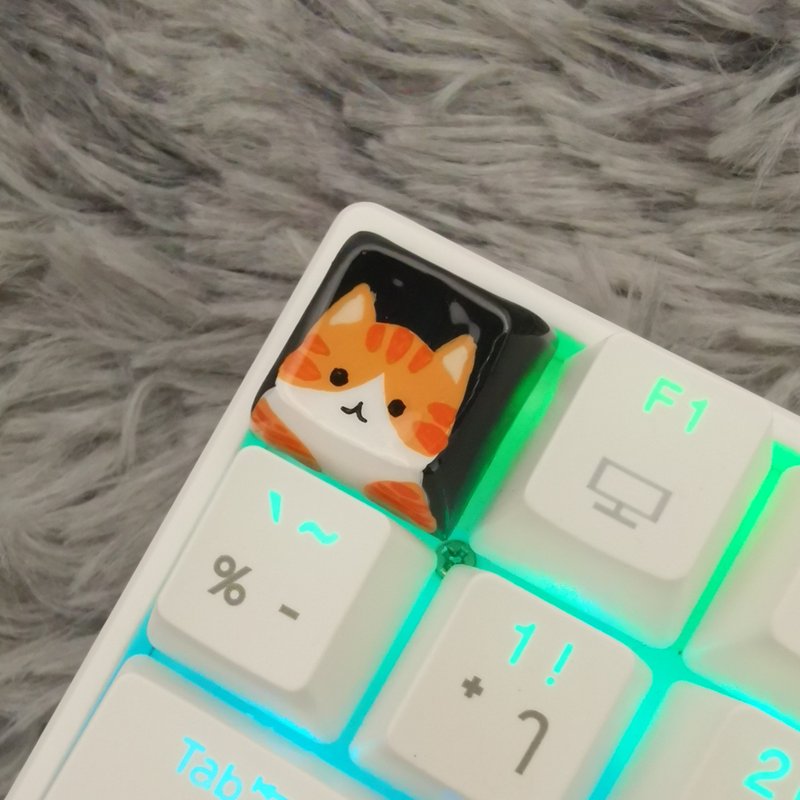 XDA keycap Orange Saddle Cat (ginger and white cat) - 電腦配件 - 塑膠 黑色