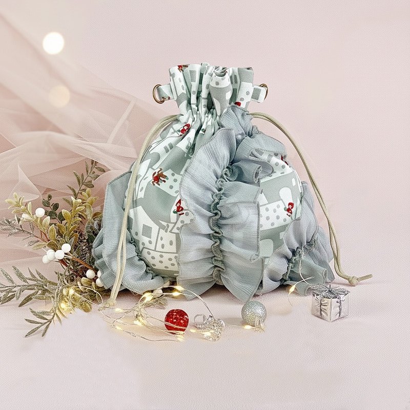 3色 蕾絲泡泡包 手提包 肩背/側背包-草綠園林 藍色小屋 白色小屋 - 側背包/斜背包 - 棉．麻 多色