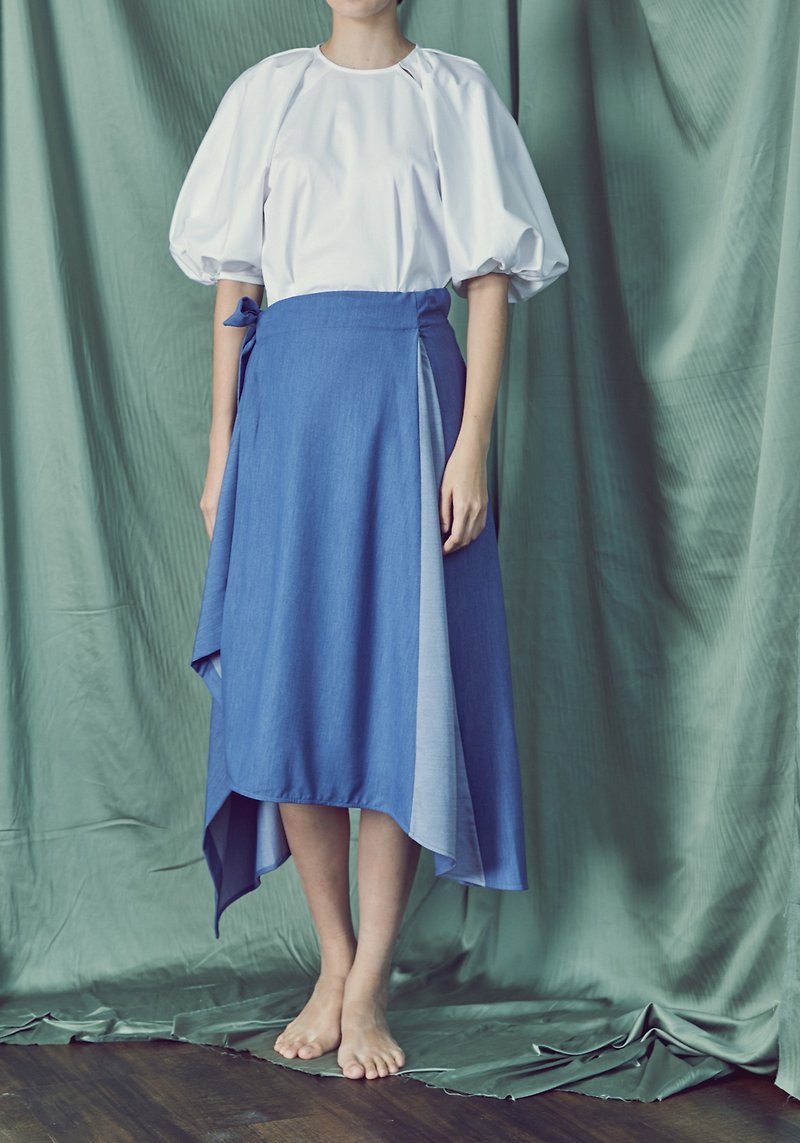 YIBO/Daning asymmetric sleeve side strap dress - กระโปรง - วัสดุอื่นๆ 