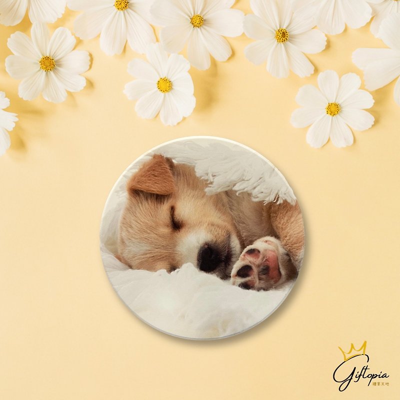 【Golden Puppies】Ceramic Absorbent Coaster Made in Taiwan - Coasters - Porcelain Multicolor