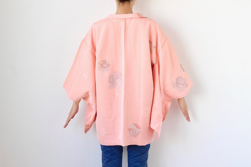 glitter rose kimono, Japanese silk kimono, authentic kimono, haori jacket /3670