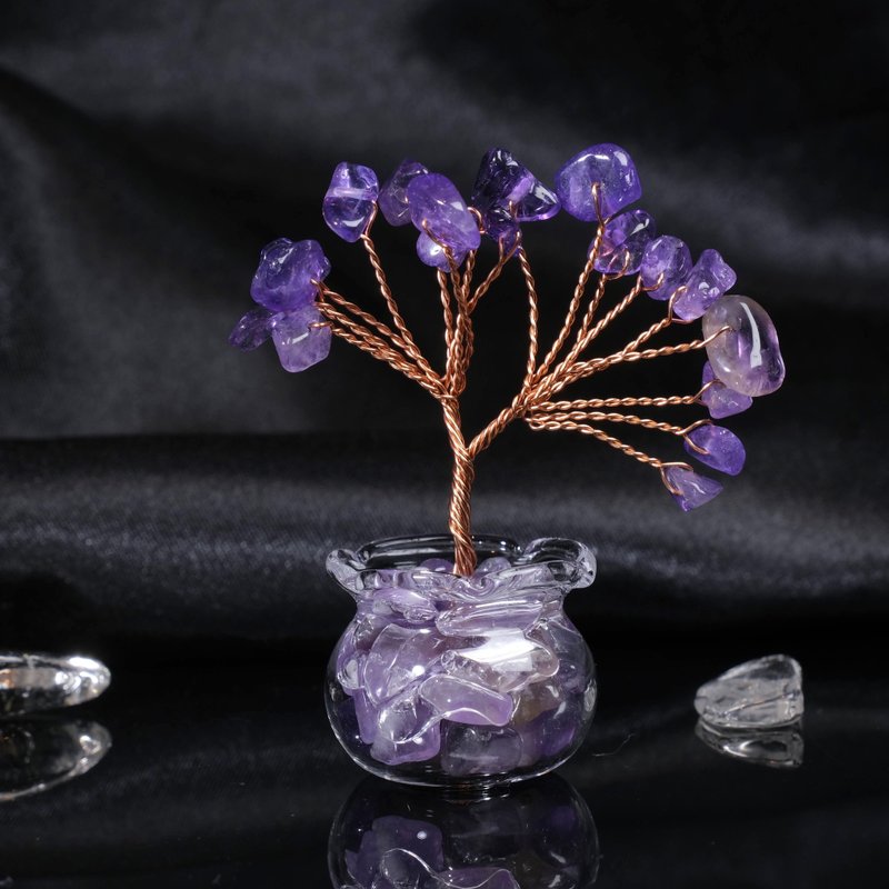 Make a wish Make a wish Crystal tree Amethyst tree Make a wish Lucky wealth Stability Love Creativity Wisdom - ของวางตกแต่ง - คริสตัล สีม่วง