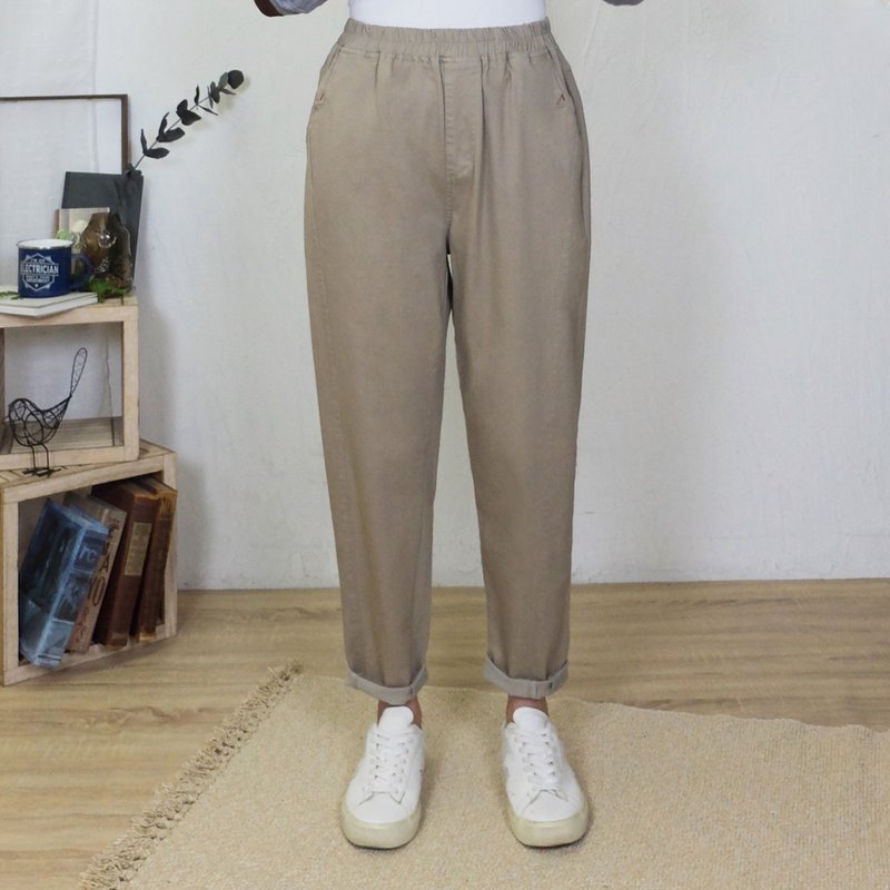 Hana Mokuba elastic waist tiered pocket casual trousers - Women's Pants - Cotton & Hemp 