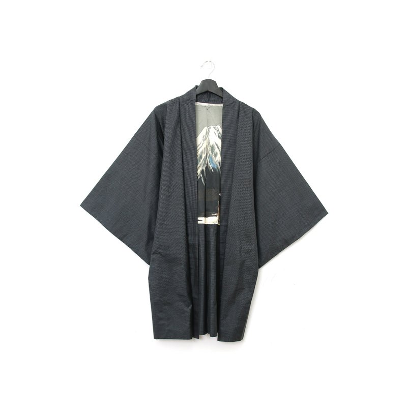 Back to Green-日本男款羽織 山 兩面可穿/vintage kimono - 男夾克/外套 - 絲．絹 