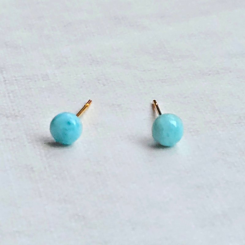 【Japan Handmade】ラリマー 1粒ピアス　サージカルステンレス　愛と平和の天然石 - 耳環/耳夾/耳骨夾 - 寶石 藍色