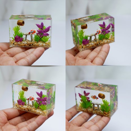 水槽内のミニチュア粘土ベタ - ショップ Animomal Aquatic Craft 置物 - Pinkoi