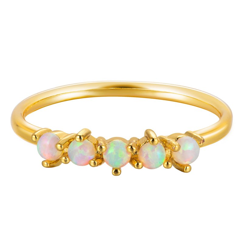 Galaxy Opal Ring 14k Gold Plated Exclusive Design - General Rings - Semi-Precious Stones White