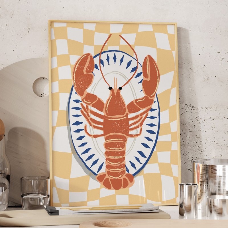 Seafood Party No.3 - 龍蝦掛畫海報 居家佈置 餐廳掛畫 - 電子似顏繪/繪畫/插畫 - 其他材質 