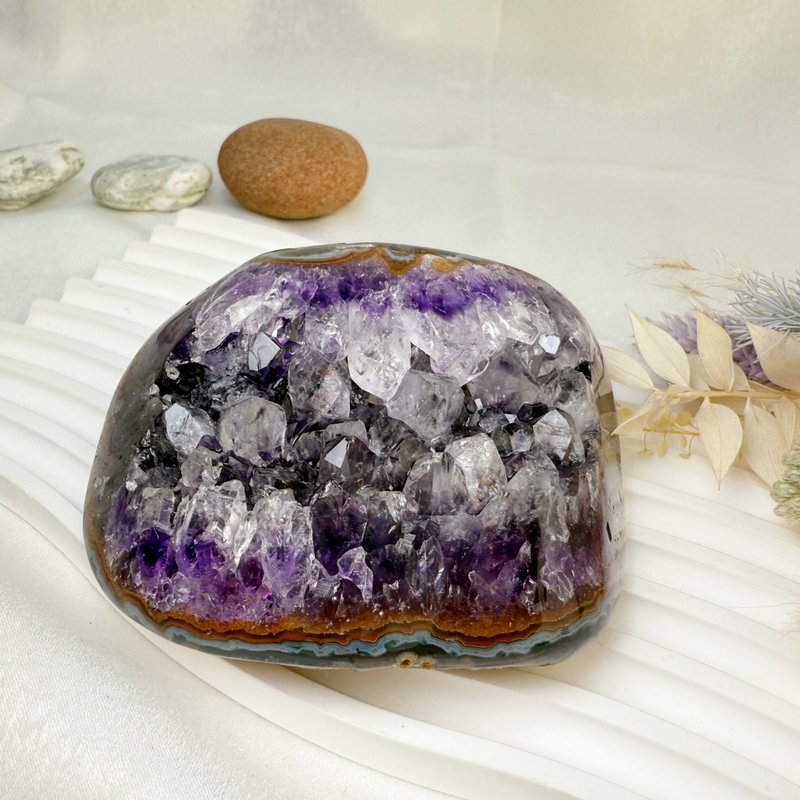 聚財聚氣/淨化磁場-開口笑原礦紫晶鎮擺件 - 擺飾/家飾品 - 水晶 